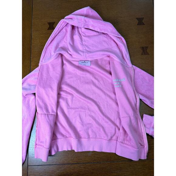 Juicy Couture x Forever 21 Velour Pink Rhinestone Hooded Zip Up Hoodie Jacket MD - Picture 8 of 9